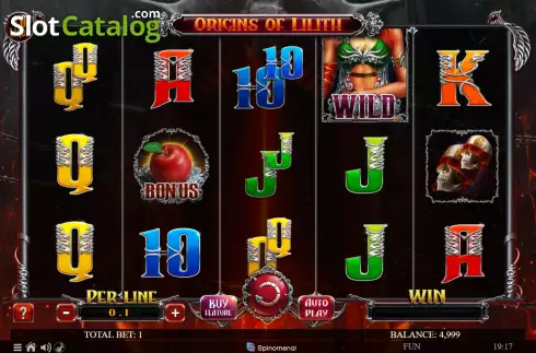 Game screen. Origins Of Lilith 10 Lines slot
