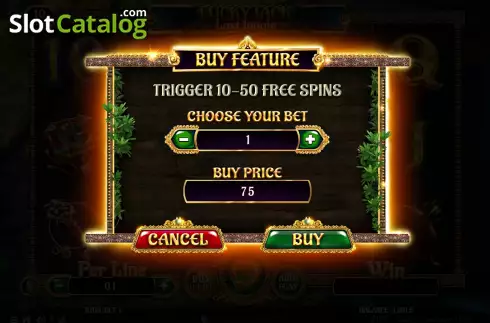Buy Feature screen. Lucky Jack Lost Jungle slot