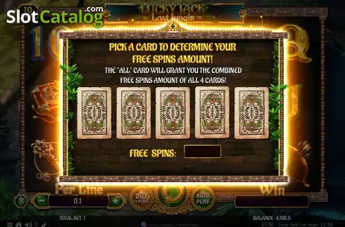 Free Spins Game screen. Lucky Jack Lost Jungle slot