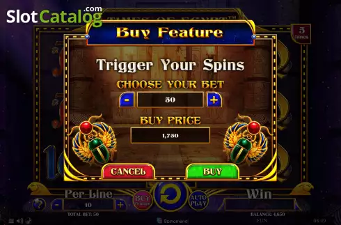 Buy Feature screen. Times of Egypt - Pharaoh's Reign slot