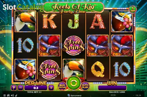 Game screen. Reels Of Rio - Party Time slot
