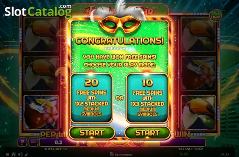 Free Spins screen. Reels Of Rio - Party Time slot