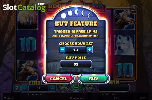 Buy feature screen. Book Of Wolves - Full Moon slot