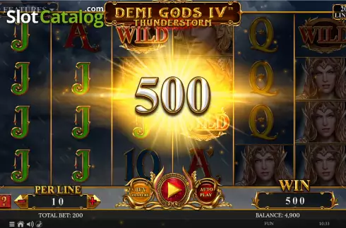 Win screen. Demi Gods IV Thunderstorm slot