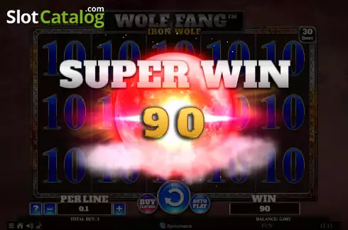 Big Win screen. Wolf Fang Iron Wolf slot