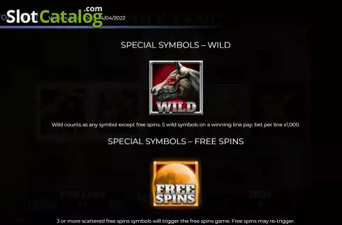 Special symbols screen. Wolf Fang Iron Wolf slot