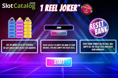 Start Game screen. 1 Reel Joker slot