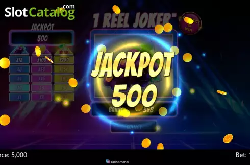 Jackpot screen. 1 Reel Joker slot