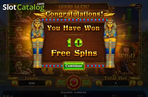 Free Spins screen. The Ankh Protector slot
