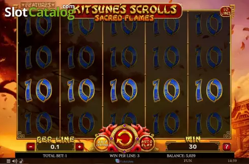 Win screen. Kitsune's Scrolls Sacred Flames slot