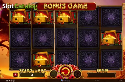 Bonus game screen. Kitsune's Scrolls Sacred Flames slot