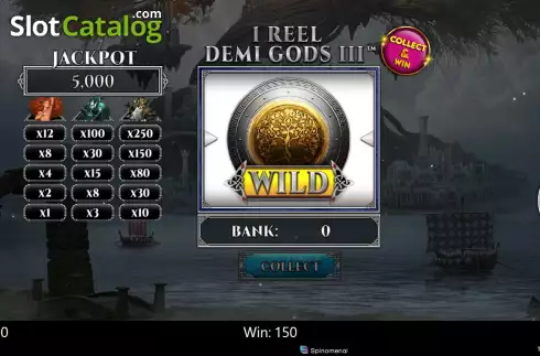 Win screen 2. 1 Reel Demi Gods III slot