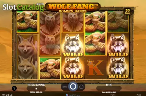 Free Spins screen 2. Wolf Fang Golden Sands slot
