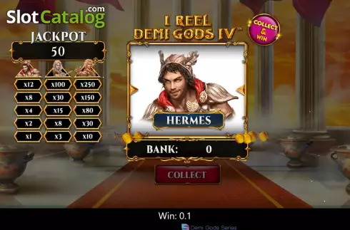 Win screen. 1 Reel Demi Gods IV slot
