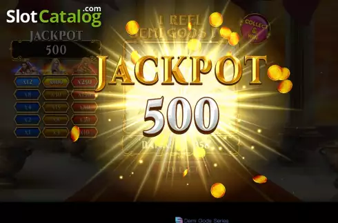 Jackpot Win screen. 1 Reel Demi Gods IV slot