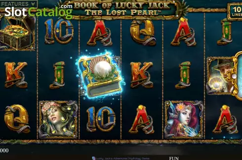 Game screen. Book of Lucky Jack The Lost Pearl slot