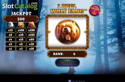 Game screen. 1 Reel Wolf Fang slot