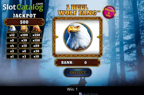 Win screen. 1 Reel Wolf Fang slot
