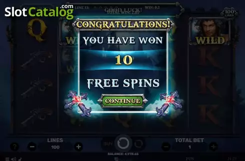 Free Spins screen. Werewolf - The Becoming slot