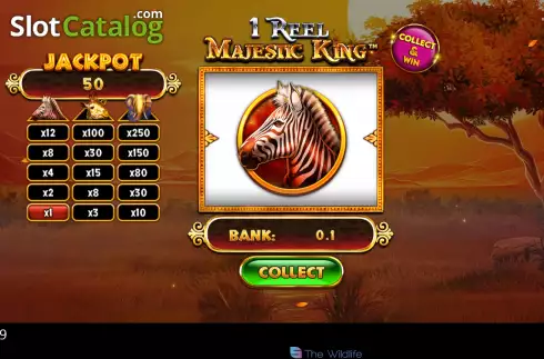 Win screen. 1 Reel Majestic King slot