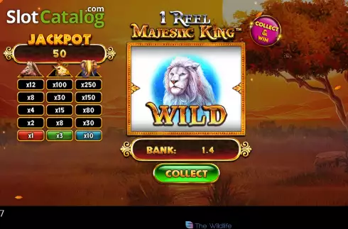 Win screen 2. 1 Reel Majestic King slot