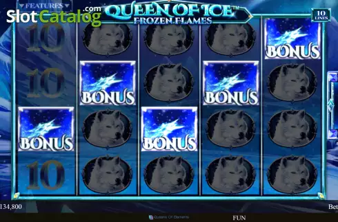Bonus win screen. Queen of Ice Frozen Flames slot