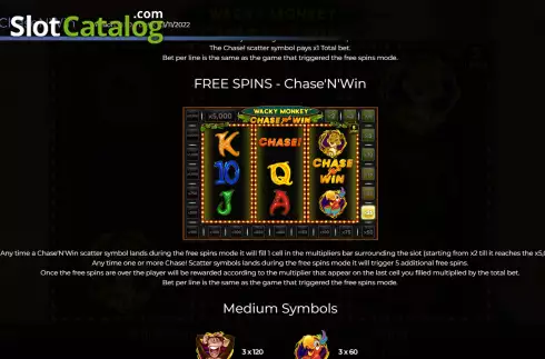 Free Spins screen. Wacky Monkey Chase’N’Win slot