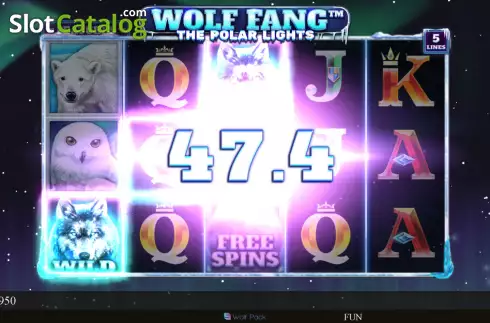 Win screen. Wolf Fang - The Polar Lights slot