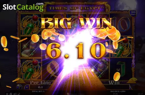 Win screen. Times of Egypt Egyptian Darkness slot