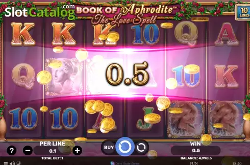 Win screen. Book Of Aphrodite - The Love Spell slot