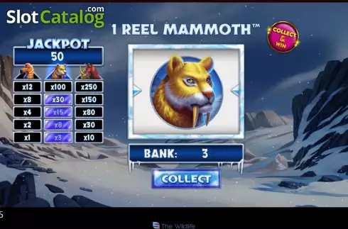 Win screen 2. 1 Reel Mammoth slot