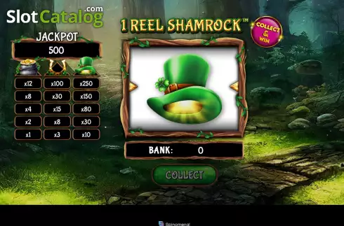Game screen. 1 Reel Shamrock slot