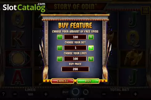 Buy Feature Screen. Story Of Odin slot