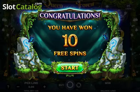 Free Spins Win Screen. Queen of the Forest slot