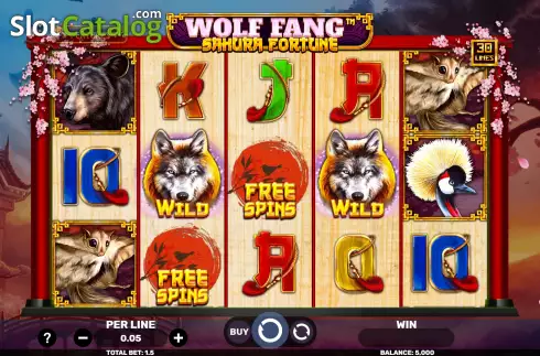 Game Screen. Wolf Fang Sakura Fortune slot