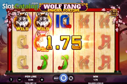 Win Screen. Wolf Fang Sakura Fortune slot