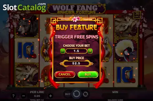 Buy Feature Screen. Wolf Fang Sakura Fortune slot