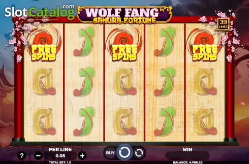 Free Spins Win Screen. Wolf Fang Sakura Fortune slot
