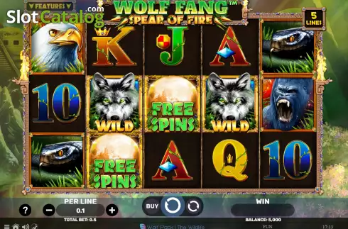 Game  screen. Wolf Fang Spear of Fire slot