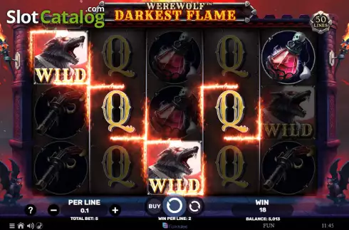 Win screen. Werewolf Darkest Flame slot