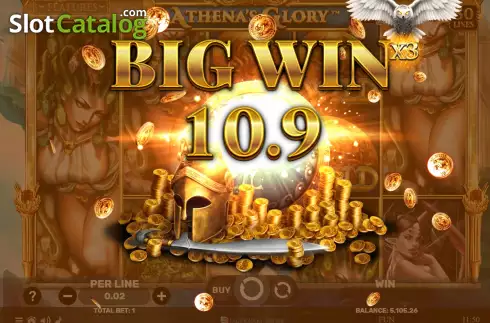 Big Win screen. Athena's Glory The Golden Era slot
