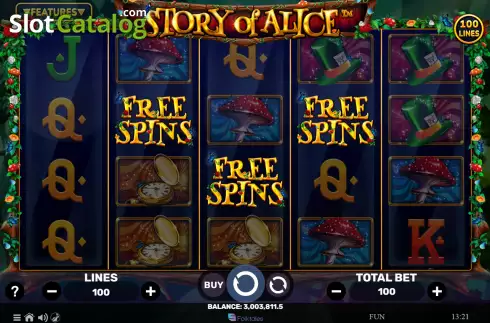 Win FS screen. Story of Alice slot