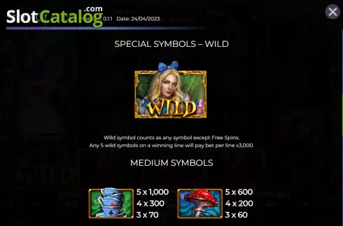 Wild symbol screen. Story of Alice slot