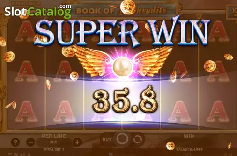Super Win screen. Book of Aphrodite The Golden Era slot