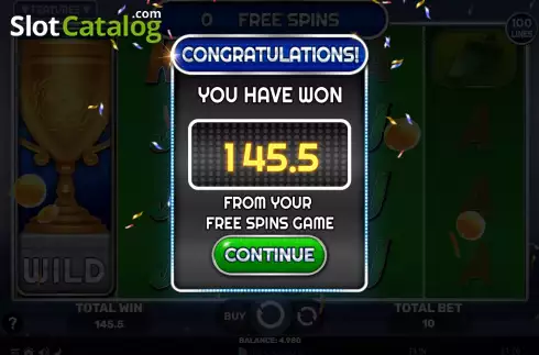 Win Free Spins screen. Club of Legends slot