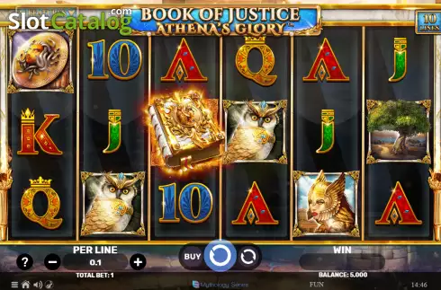 Reel screen. Book of Justice Athena's Glory slot