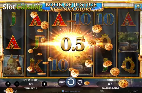 Win screen. Book of Justice Athena's Glory slot