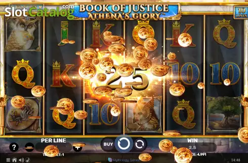 Win screen  2. Book of Justice Athena's Glory slot