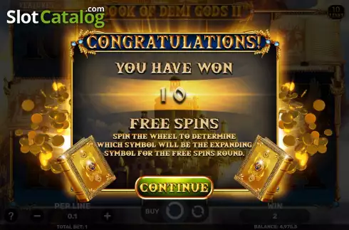Free Spins Win Screen 2. Book of Demi Gods II - The Golden Era slot