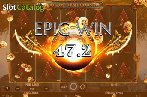 Epic Win screen. Book of Demi Gods III - The Golden Era slot